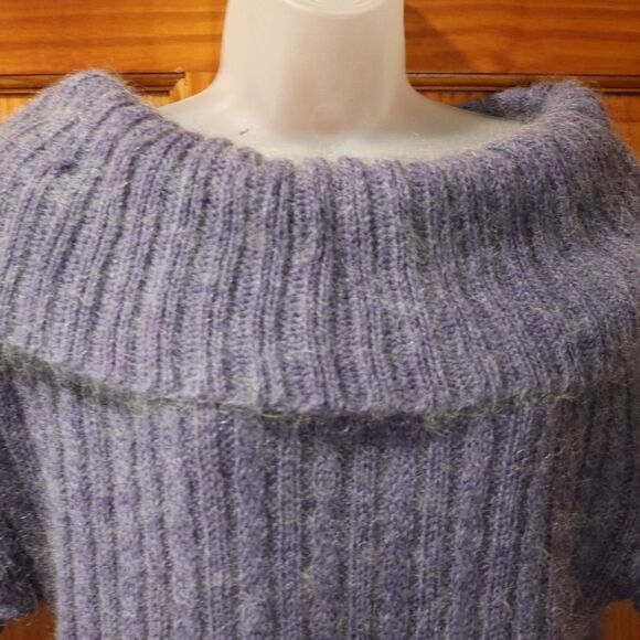 Fantasie Terrens Periwinkle Cowl Neck Cap Sleeve Mohair Sweater LG - Picture 3 of 12
